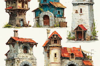 design buildings and props for backgrounds