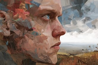 digitally oil paint, vintage portrait, landscape, illustrate