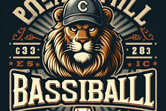 design high quality lion baseball mascot logo with t shirt design