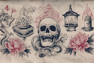 do traditional or old school style tattoo design