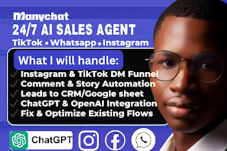 setup instagram manychat dm automation and tiktok bot with claude for creators