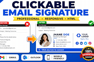 design a clickable HTML email signature for all email platforms