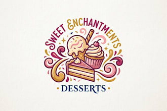 design a sweet and eye catching desserts logo for your brand