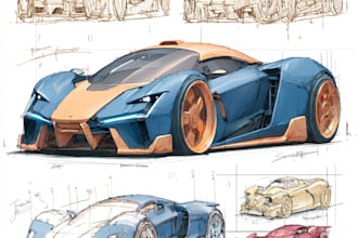 sketch a car or vehicle design concept using digital drawing