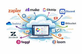 do integrate zapier make clickup discord onedrive bitbucket zendesk toggl loom
