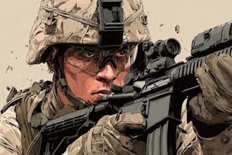 draw army soldier military themed illustration