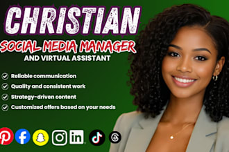 manage church media layouts as christian brand social media manager, VA