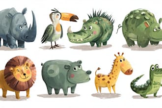 draw animals cartoon illustration