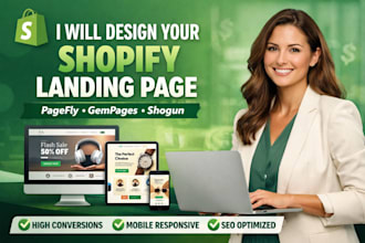 design shopify landing page using pagefly, gempages, shogun, replo or layouthub