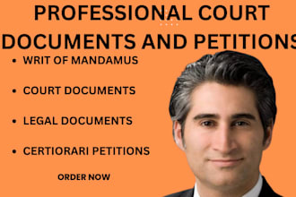 draft court motions, lawsuit, complaint, petitions, appeals and case briefs
