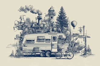 make vintage retro poster illustration