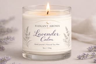 do minimal candle label design, DIY candle care sticker, candle jar 3d mockup