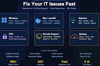fix your IT issues fast windows,VPN, outlook,network support