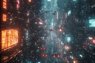make a cyberpunk futuristic city and background