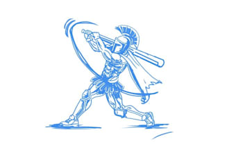 design super strong lots muscles knight swinging bat logo