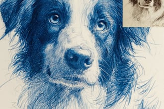 drawn detailed scribble pet portait