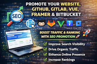 promote website, github, gitlab, vue, framer, bitbucket  SEO promotion
