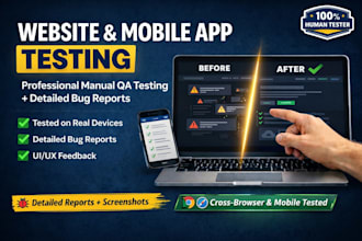 do manual QA testing for website and mobile app with detailed bug report