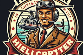 design high quality helicopter mascot logo with t shirt design
