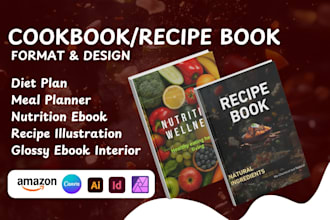format, design canva editable cookbook, recipe book, meal diet plan template,