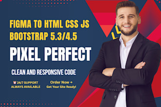 convert figma to HTML CSS js pixelperfect responsive website