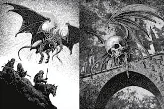 draw dark art gothic pointillism for d beat crust punk etc