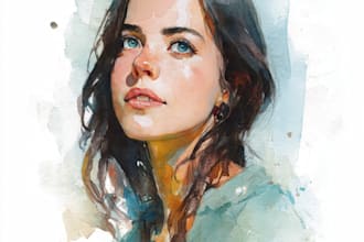 draw watercolor character design and portraits