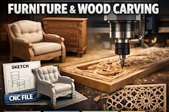 design cnc 2d and 3d files for furniture and wood carving