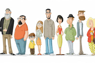 illustrate people in cartoon