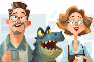 create funny illustration cartoon character