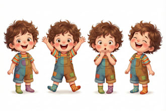 design unique children book characters and storybook scenes for kids