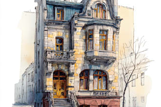 make a watercolor house illustration