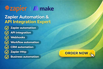 setup zapier and make integrations with API webhooks http and automation