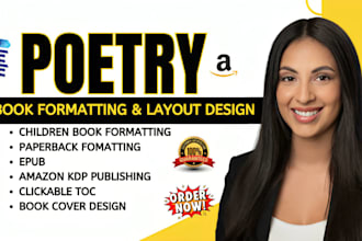 format and design your poetry, children book paperback, ebook for amazon kdp