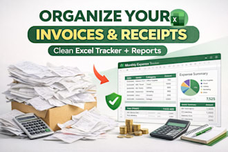 organize invoices receipts into excel bookkeeping tracker with reports