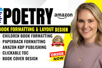 format and design your poetry book for amazon KDP paperback and ebook