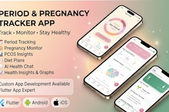 develop a women health tracker app, period tracker, and pregnancy flutter app