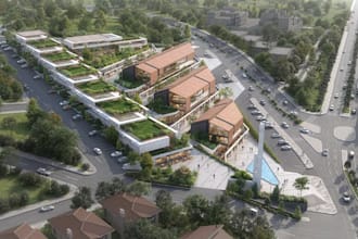 redevelop commercial complex,mixed use building,landscape render,urban planning