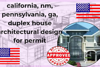 tx, ca, nj, ga, fl, design multi family duplex plans for city permit approval