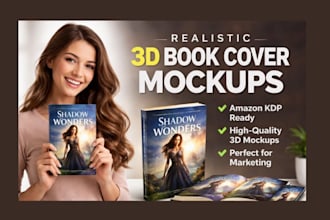 create realistic 3d book cover mockup for amazon kdp and marketing