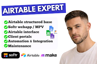 fix, setup airtable database, airtable automation, CRM, and softr web app