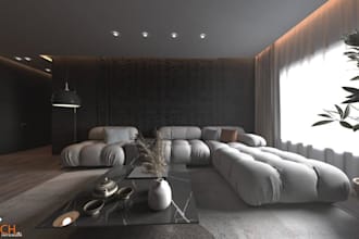 design a modern studio with realistic 3d renders
