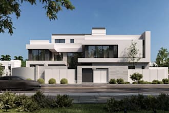 renovate villa exterior, front elevation, outdoor living, floor plan, balconies