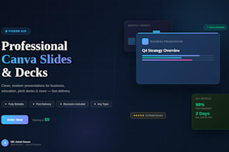 design a professional canva presentation or slide deck