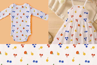 design a whimsical hand drawn seamless pattern for kids and baby wear
