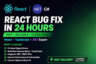 react bugs, build frontend features, and integrate apis