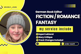 do german developmental and line editing for romance and fantasy novels