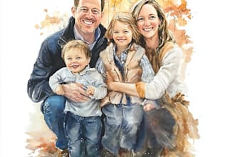 custom watercolor family portrait