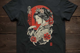 draw a japanese t shirt illustration