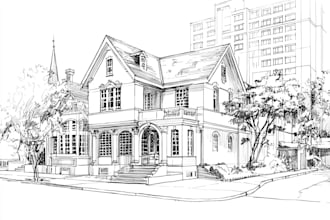 draw detailed building sketch or building line art from your image